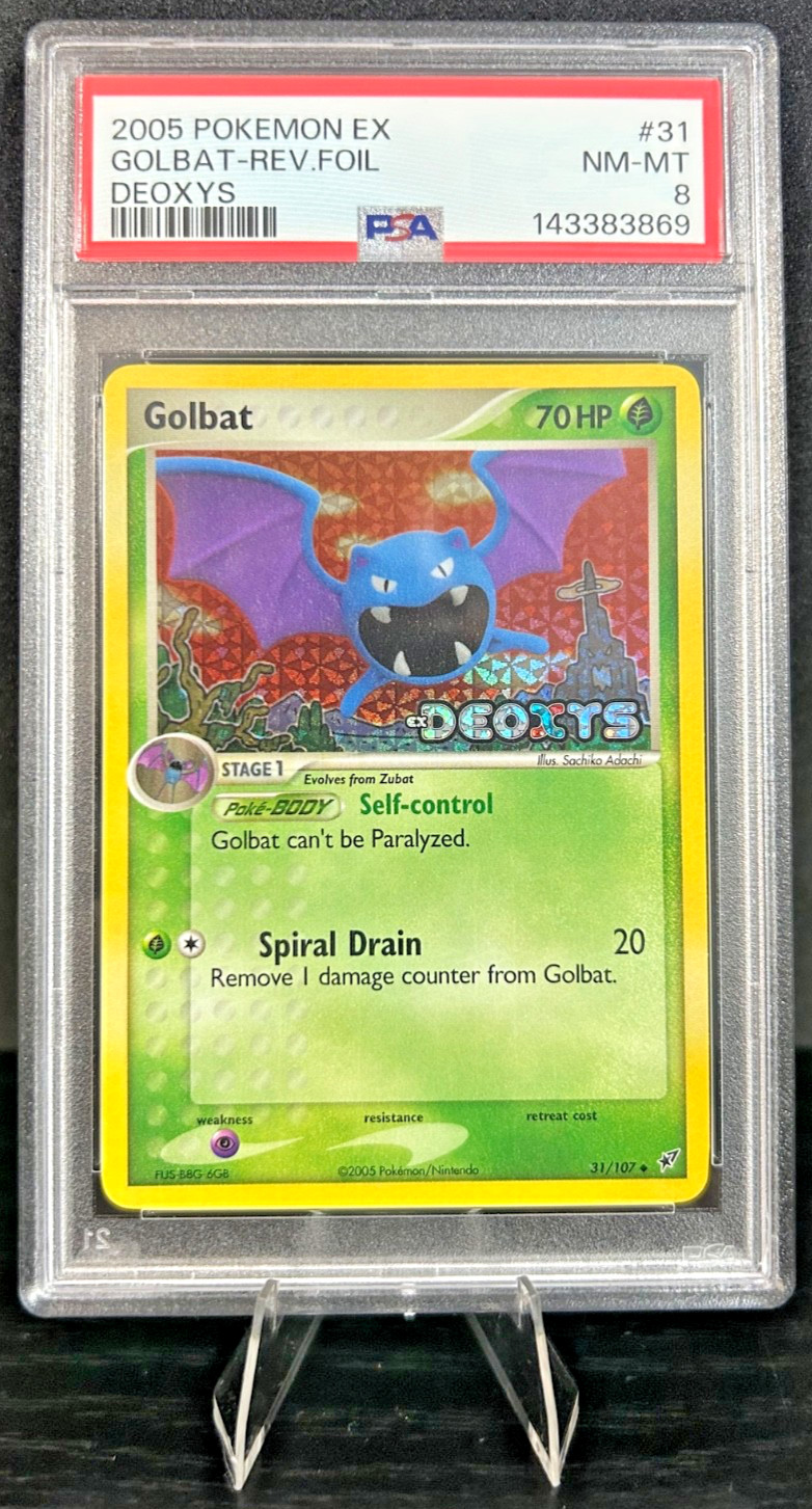 2005 POKEMON EX DEOXYS 31/107 GOLBAT REVERSE FOIL PSA 8