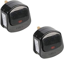 13A SWITCH PLUG ON OFF 3 PIN FUSE UK PLUG TOP WITH NEON LIGHT BLACK WHITE
