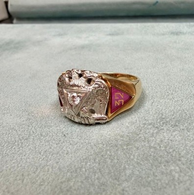 14K Yellow Gold Masonic Ring   32° Double-Headed Eagle