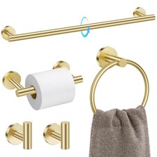 Brushed Gold 5 Piece Bathroom Hardware Accessories Set 23.6" SUS304 Stainless...