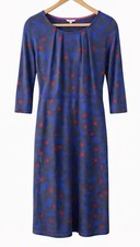 Women’s M&S Per Una Midi Dress Fit & Flare Navy Mix Soft Jersey Pleated UK 10 *