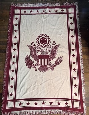 United States E Pluribus Unum Eagle Shield Woven Throw Blanket Patriotic Red