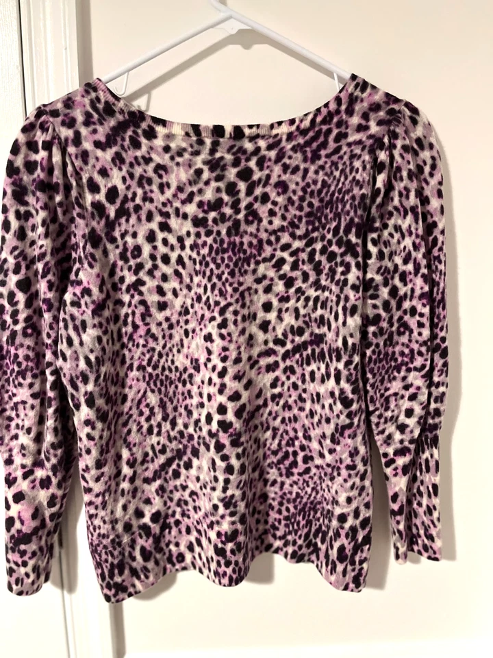 Suéter Talbots Para Mujer 100% Lana Merino Pura Estampado Leopardo Talla 1X Nuevo Con Etiquetas Foto 2 de 4