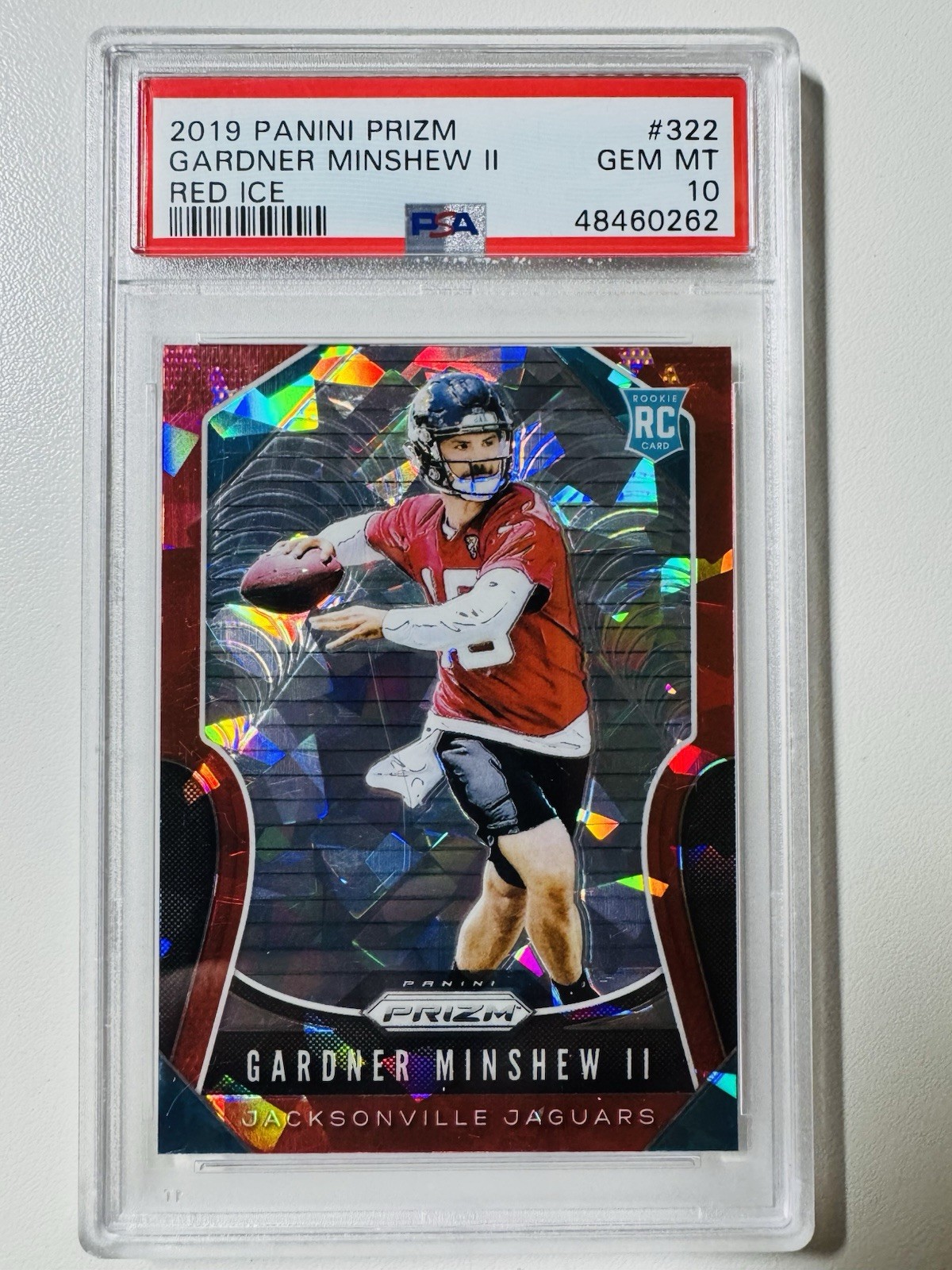 Gardner Minshew II Rookie RC - 2019 Prizm #322 Red Ice - PSA 10 - KC Color Match
