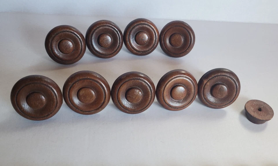 9 tiradores de cajón de caoba de colección 1,75 pulgadas perillas de gabinete redondas giradas con tornillos Foto 3 de 4