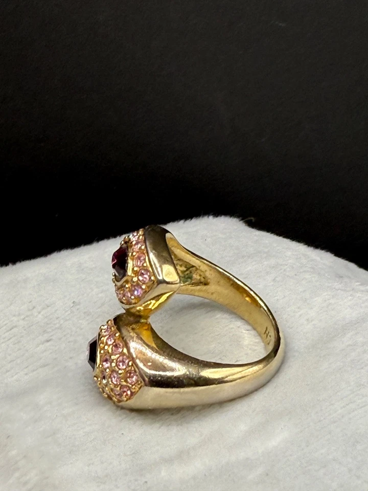 Grober goldfarbener lila Cocktail Ring signiert CN Größe 7 - Bild 2 von 4