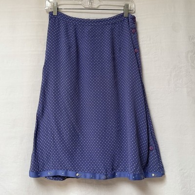 Vintage April Cornell Skirt Womens Small Purple Polka Dot Cottage Embroidered