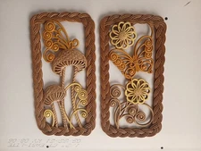 2329 Burwood Products Wall Plaque LOT Butterfly Mushroom Home Decor Homco 1979