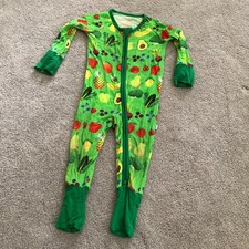 Little Sleepies "Once Upon a Farm" print Zip up jumpsuit pajama Fold over 3-6 M