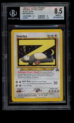 2002 WOTC POKEMON LEAGUE BLACK STAR PROMO SNORLAX #49 SLEEPING SNORLAX BGS 8.5 D