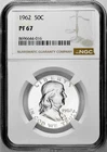 1962 50C Proof Silver Franklin Half Dollar NGC Graded PF 67 in New Holder
