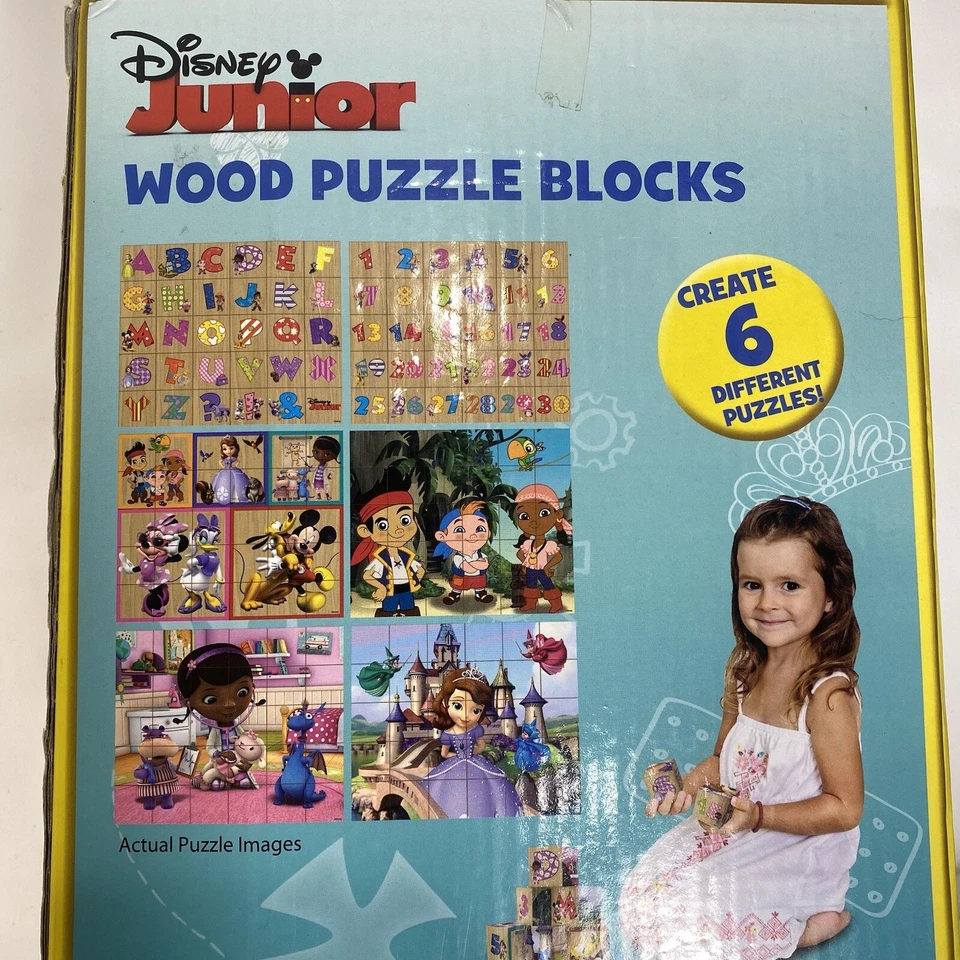 Bloques de rompecabezas de madera Disney Jr 6 rompecabezas alfabeto # Mickey Doc McStuffins Jake Foto 3 de 4