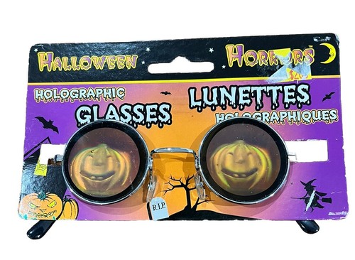 Vintage Rare 1990s Halloween Horrors Holographic Lunettes Glasses Pumpkins NEW!