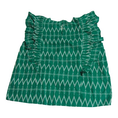Universal Thread Women Size M Flutter Short Sleeve Embroidered Blouse Green