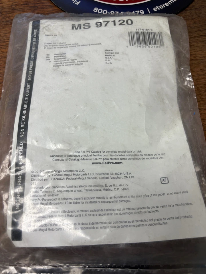 MS97120 Junta Plenum Admisión Felpro Solo Juntas Superior VER FOTOS Foto 2 de 3