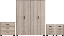 Image of Light Oak Effect Bedroom Furniture Range - Oliver Wardrobes, Chests, Bedside