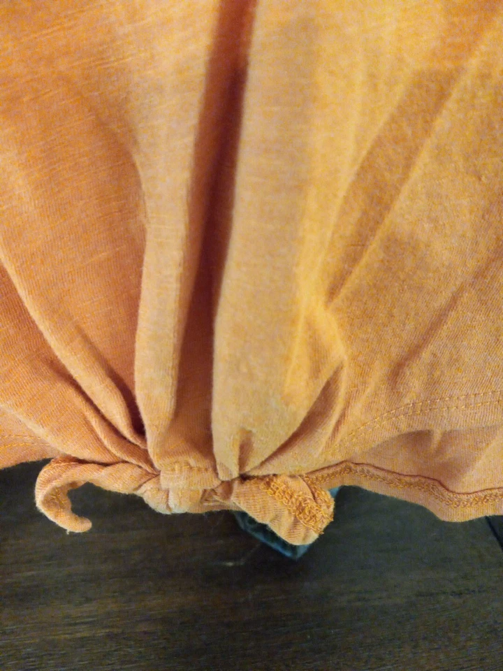 LUCKY BRAND TOP NIÑA, Talla L (12-14), Naranja, Mangas Cortas con Volantes, Cuello en V,... Foto 4 de 4