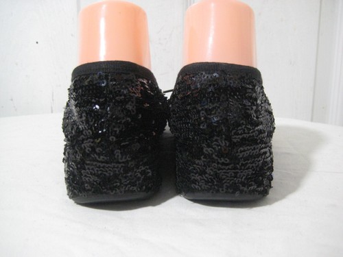 Thierry Rabotin Black Sequin Low Wedge Shoes Women's Size 38 . - Picture 9 of 14