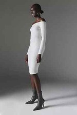 Silence + Noise Cookie Cosy Off-The-Shoulder Midi Dress Size  XXS Cream