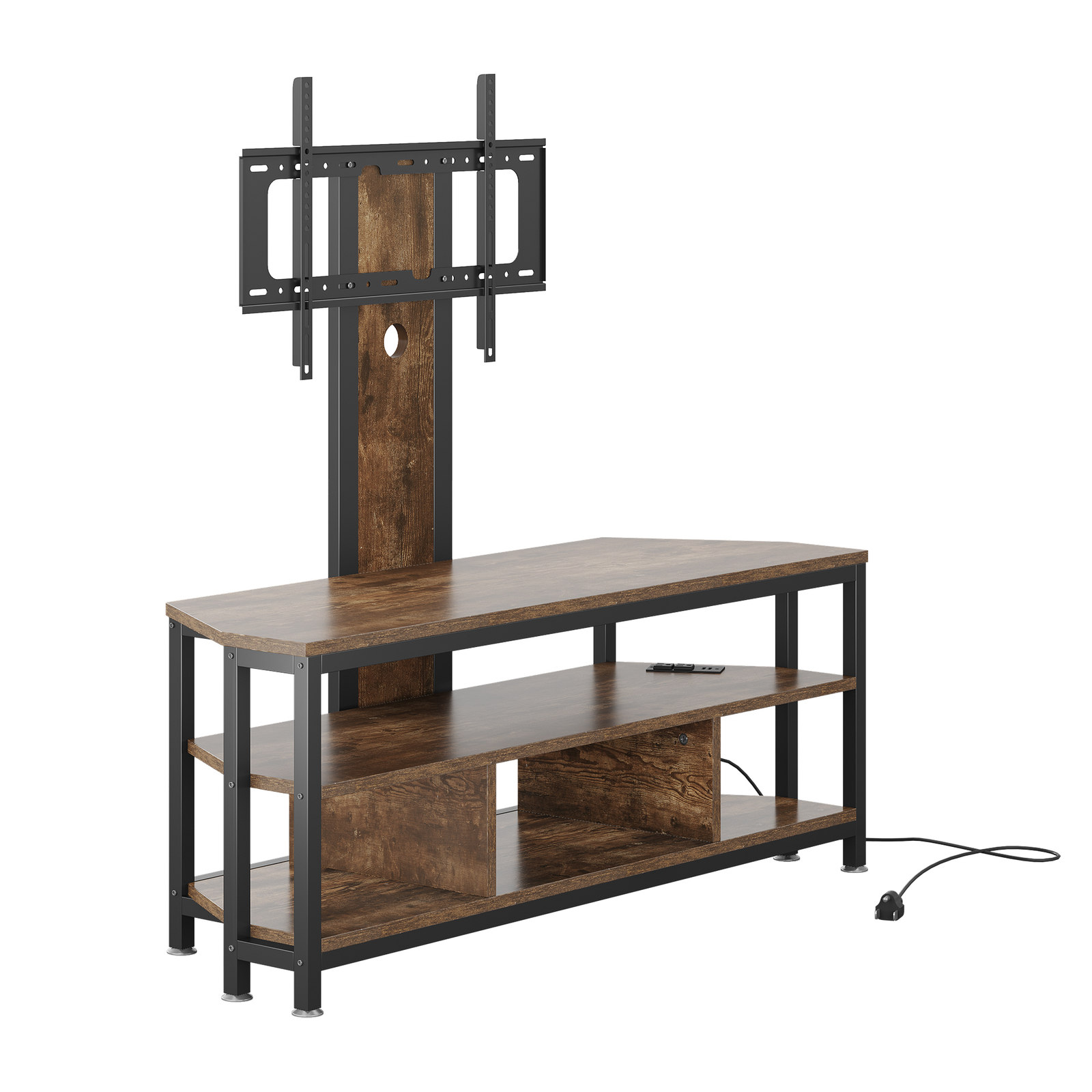 LED TV Stand With Mount & Power Outlets for 70 Inch Rustic Entertainment Center