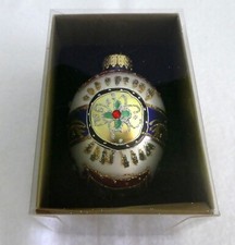 EGG Shaped ORNAMENT Hand Painted Blown Glass With Glitter Jeweled NIB