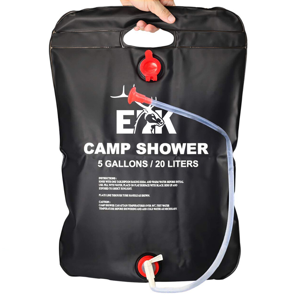 ELK Solar Heated Portable Shower Bag with for Outdoor Camping (5 Gallons /  20 L) | eBay