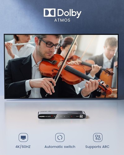 llano HDMI 2.1 Switch, HDMI Auto Switcher 4K@120Hz 8K@60Hz with IR Remote, Switc - Picture 3 of 7
