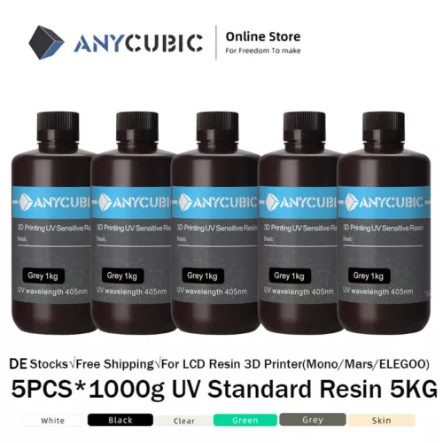 ANYCUBIC 5KG UV Harz LCD Photopolymer UV Resin 405nm für SLA 3D Drucker 5*1000g