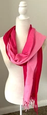 New 28X69 PASHMINA Cashmere Wool SILK Pink OMBRE Shawl SCARF Knot Fringed WRAP
