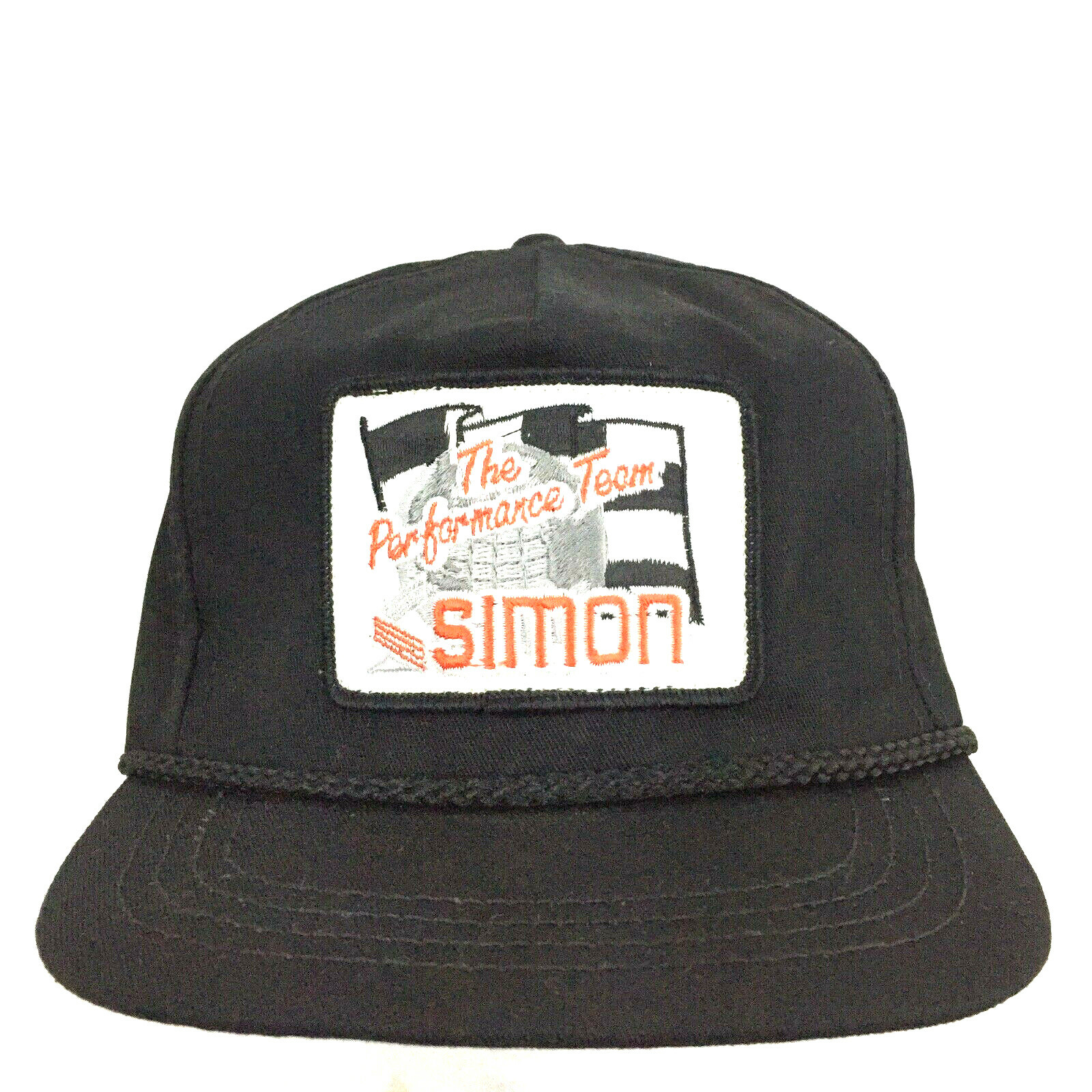 Vtg Simon Performance Team Patch Hat Racing Flag … - image 1