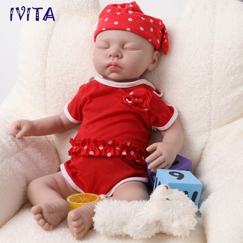 Handmade Sleeping Baby Girl 18''Silicone Waterproof Doll Prematur Baby+Clothes - Picture 6 of 12