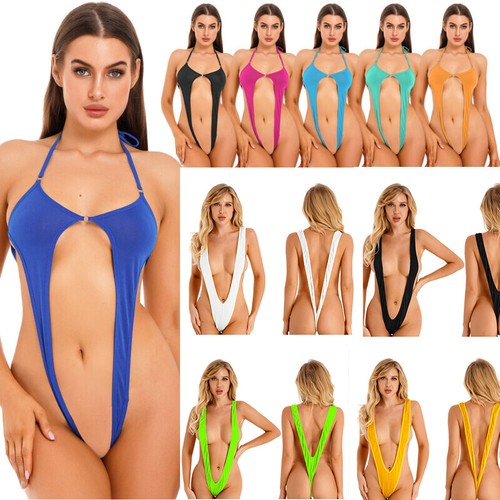 Damen Bodysuit Monokini Schlinge Shot Micro Bikini Badeanzug Tangas Bademode - Bild 1 von 282