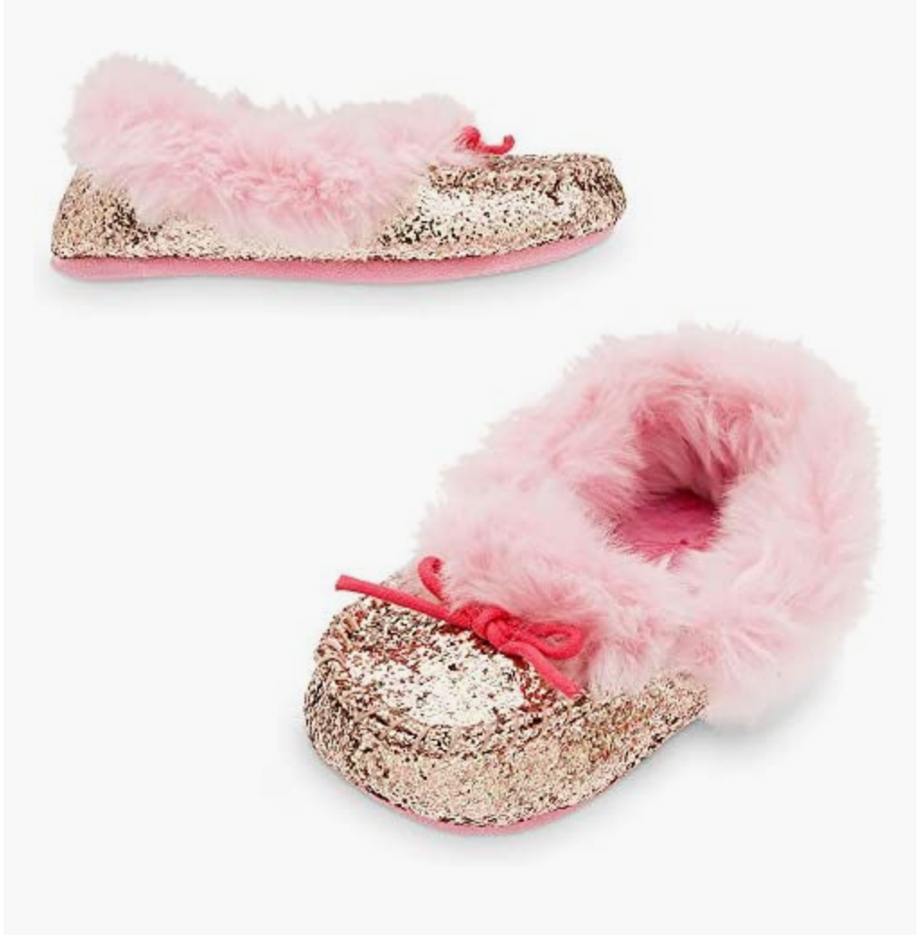 PANTOFOLA D’ORO Disney Princess calde ciabatte morbide da interno bambini NUOVE Aurora oro rosa taglia UK 13 1