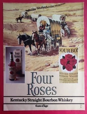 Press Ad: Alcohol FOUR ROSES BOURBON Whiskey COW BOY Caravan 1982