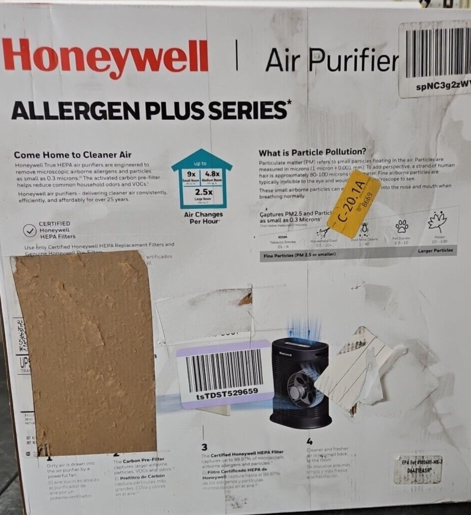 Honeywell HPA100 HEPA Air Purifier for Medium Rooms, Black 784331854999 eBay