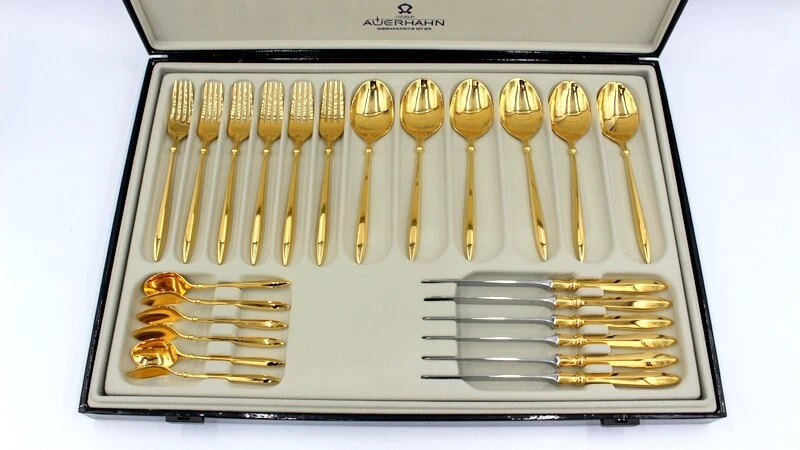 Auerhahn Besteck Besteckset Decor Selection vergoldet im Koffer 24 teilig - Neu - Bild 3 von 4