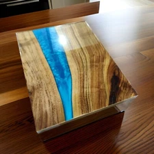 Ocean Epoxy Center Table - Unique Resin River & Live Edge Wood Design decor