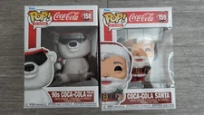 Lot Of 2 - Funko Pops - #158 90s Coca Cola Bear & #159 Coca Cola Santa