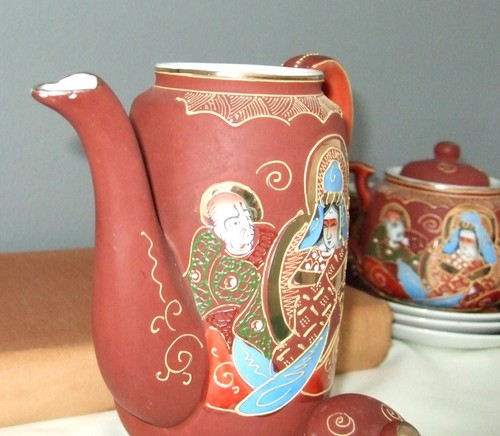 Vintage Japanese Satsuma style Moriage Tea/Coffee set-16 piece-hand painted 30's - Picture 9 of 9