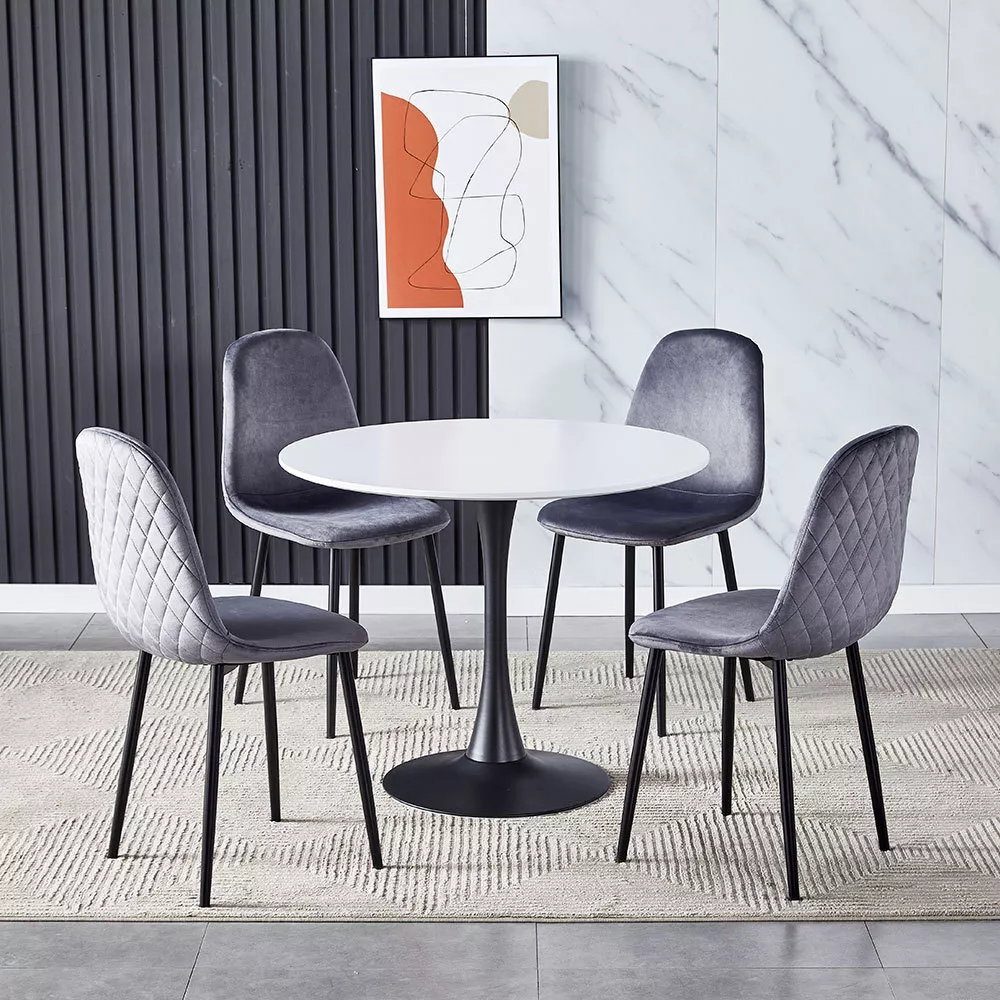 2 4pcs Padded Dining Room Chairs Metal Legs Home Kitchen Restaurant Dinner Seat