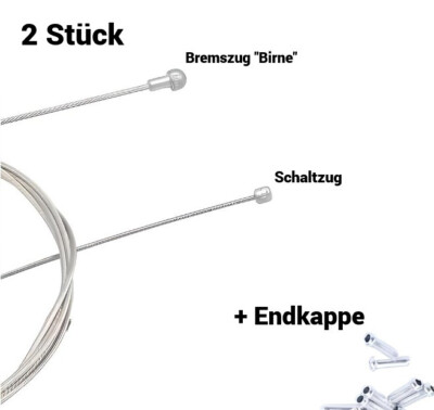 2x Fahrrad Bremszug Birne 1,5mm x 1700mm Schaltzug 1,2mm 2100mm Bowdenzug