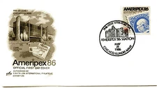 Ameripex86 Philatelic Literature Day, Brown ArtCraft, cancel