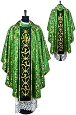 CHASUBLE Gold-green Brocade/velvet, Gothic style Vestment,embroidery