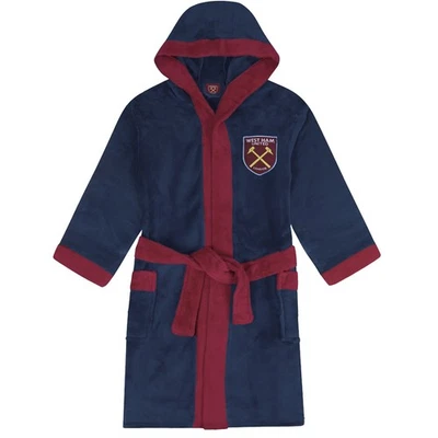 West Ham United FC Jungen Morgenmantel Morgenmantel Kapuze Fleece Kinder OFFIZIELL Fußball