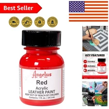1 Fl Oz Non-Toxic Red Leather Paint - Semi-Gloss, Crack Resistant Acrylic
