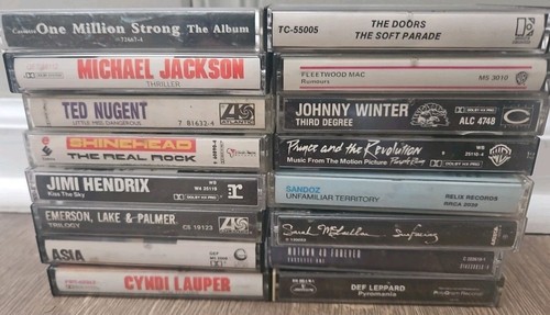 Lot of 16 Vintage 80s Cassettes Micheal Jackson Lauper Prince, Leppard, Hendrix.