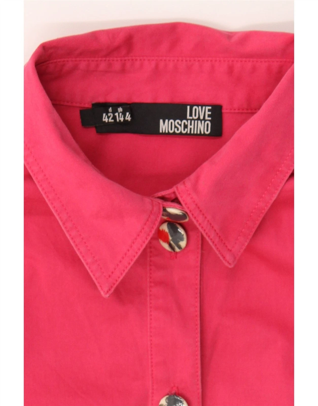 MOSCHINO Vestito Polo Donna UK 14 Grande Rosa Cotone DA24