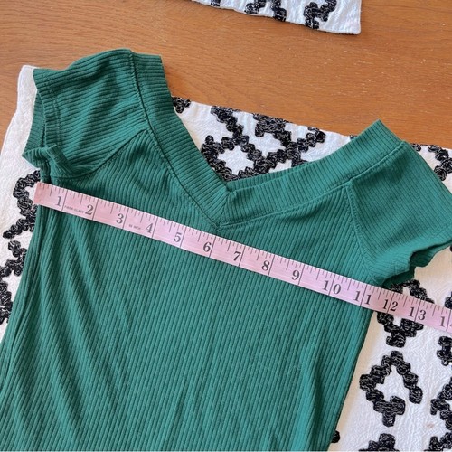 Art Class Green Ribbed Vneck Top kids girls size small S 6/7 - Picture 4 of 6