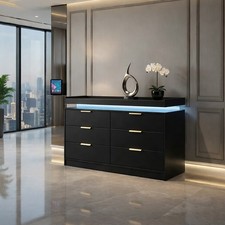 Luxury Black LED Chest of Drawers with Remote Control – 6 Drawer Storage Unit