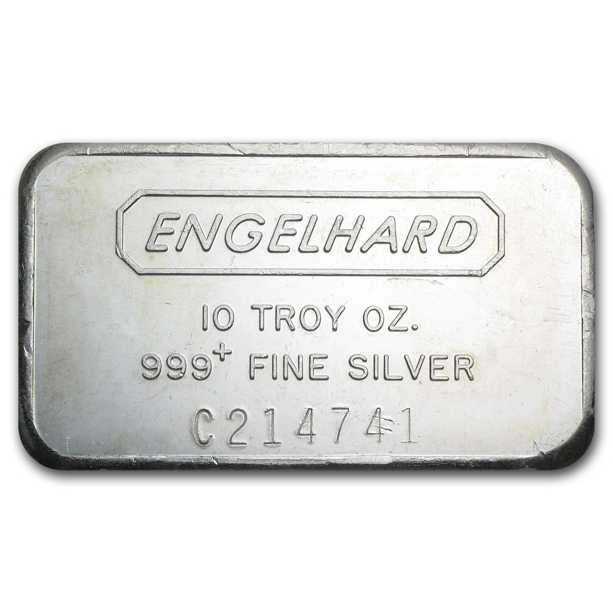 10 oz Silver Bar - Engelhard (Wide-Struck/Logo Back, 
